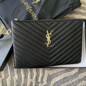 YSL wristlet chevron pattern